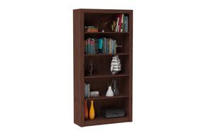 English Elm Olinda Modern 5-Shelf Tall Bookcase — Contemporary Open Shelving for Living Room, Office Storage Walnut Brown B365P398313