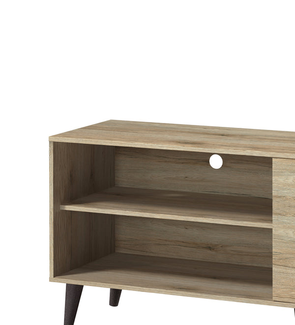 English Elm Amidon Modern Tv Stand For 63" Tvs, Stylish Oak Finish With Storage Shelves & Cabinet, Chic Design B2735P297799