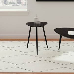 English Elm Xander Mid-Century Black Mango Wood End Table With Kidney-Shaped Top For Stylish Living Spaces B062P378350-GIGA