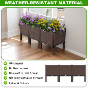 English Elm 47.2x15.7x19.6in Raised Garden Beds Outdoor Polypropylene Planter Box with Drain, Frost & Heat Proof, 440lb Capacity W3101P314485
