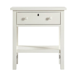 English Elm Finley Rustic 1-Drawer Nightstand with Open Shelf, Distressed Wood Finish, Dovetail Drawer Craftsmanship Antique White B050P376951