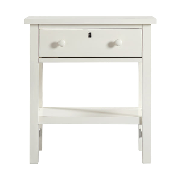 English Elm Finley Rustic 1-Drawer Nightstand with Open Shelf, Distressed Wood Finish, Dovetail Drawer Craftsmanship Antique White B050P376951