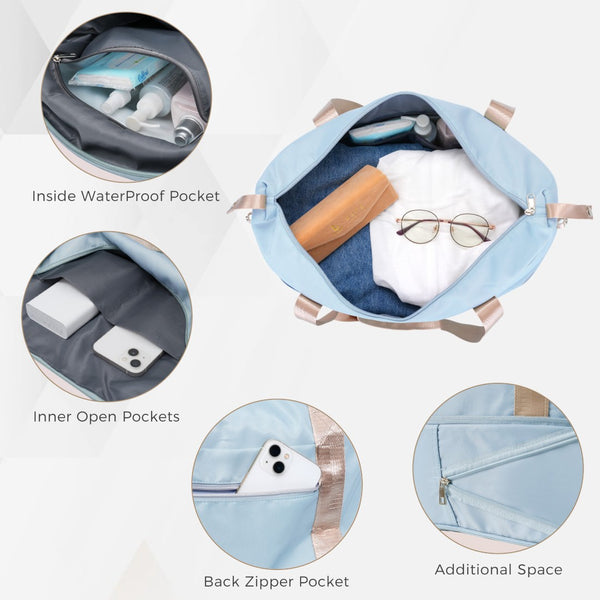 English Elm 3-piece Hardshell Abs Travel Set with Tsa Lock Spinner Wheels Duffel and Toiletry Bag Light Blue N726P439331C