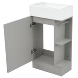 English Elm 18.6" Bathroom Vanity With Sink, Bathroom Vanity Cabinet With Two-Tier Shelf, Left Or Right Orientation, Grey