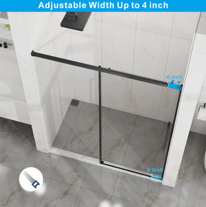 English Elm Goodyo 60" W X 72" H Semi-Frameless Sliding Shower Door With Easy-Clean Glass & Matte Black Hardware D163118750