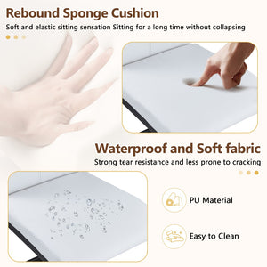 English Elm Table And Chair Set - 71" Walnut Grain Dining Table With 6 White Pu Chairs & Black Metal Legs W1151S04276-GIGA