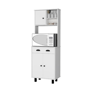 English Elm Tacna Slim Kitchen Pantry Cabinet with Open Shelves Drawer and Two-tone Wengue Finish B128P460142