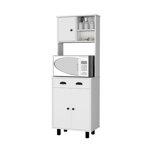 English Elm Tacna Slim Kitchen Pantry Cabinet with Open Shelves Drawer and Two-tone Wengue Finish B128P460142