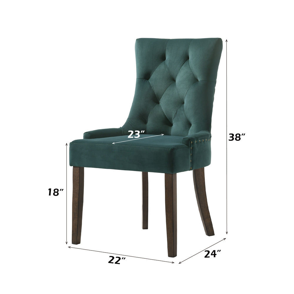 English Elm Farren Green Velvet Side Chair Set of 2 with Tufted Back, Nailhead Trim & Weathered Oak Legs B2726P264606
