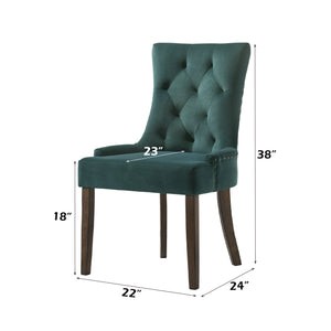 English Elm Farren Green Velvet Side Chair Set of 2 with Tufted Back, Nailhead Trim & Weathered Oak Legs B2726P264606