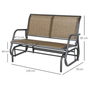 English Elm Outsunny 2-Person Glider Bench - Stylish Outdoor Loveseat With Smooth Rocking Steel Frame, Brown W2225P249831-GIGA