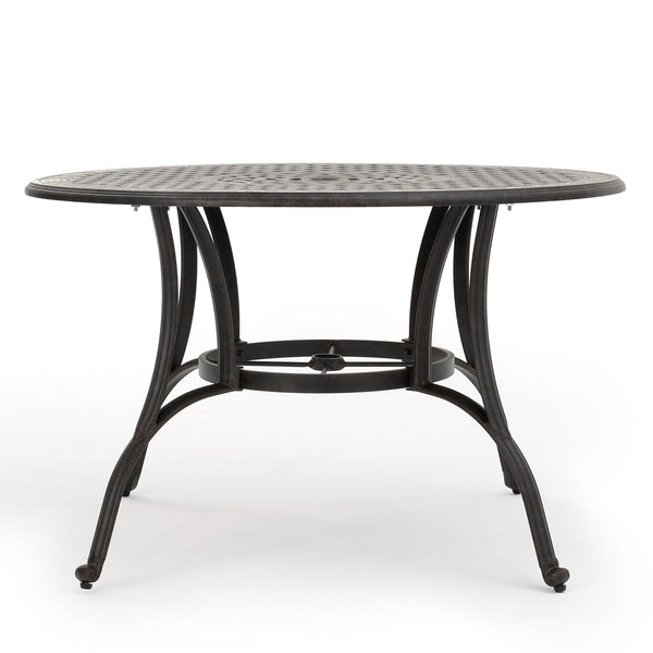 English Elm Christopher Knight Home® - Outdoor Cast Aluminum Circular Dining Table - Elegant Bronze Finish For Patios & Gardens, 49.75" N768P348388B