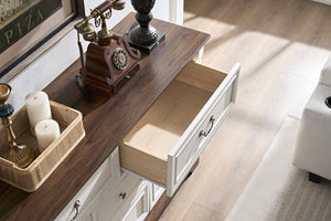 English Elm 8 Drawer Farmhouse Chest Distressed Two-tone Wood Grain Finish Antique Hardware W2393P252366