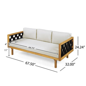English Elm 2-piece Acacia Wood Outdoor Daybed and Coffee Table Set Resort Coastal Style N770P378689L_N770P373436L