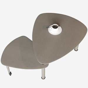 English Elm 360 Rotatable Sintered Stone Top Coffee Table with Sliding Function, Modern Marble-Look Surface & Wood Legs Dark Brown W2899P372757