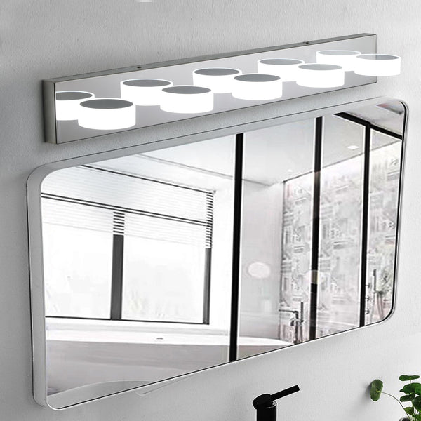 English Elm 37" Modern 5-Light Led Vanity Sconce - Chrome Finish, Dimmable Acrylic Shades For Bright Bathroom Glow W2312P374891