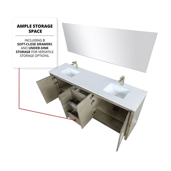 English Elm Rustic Acacia Double Bath Vanity Set With Cultured Marble Top & 70-Inch Mirror For Modern Charm B2731S01770-GIGA