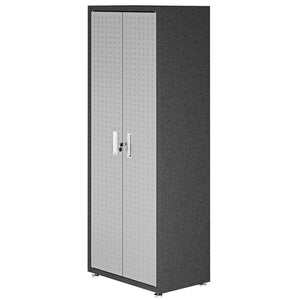 English Elm Rolling Metal Garage Cabinet with Locking Doors Diamond Texture Industrial Storage Dark Grey B365P398230