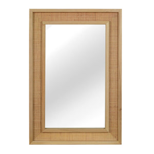 English Elm Natural Rattan Wrapped Solid Wood Frame Rectangle Mirror for Farmhouse Entryway Bath Natural Wood W2203P436620