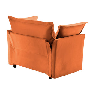 English Elm Slip-covered Plush Armchair with Deep Seat, High Back Cushions & Removable Chenille Cover, Cozy Orange W3041P281156