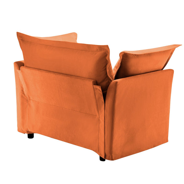 English Elm Slip-covered Plush Armchair with Deep Seat, High Back Cushions & Removable Chenille Cover, Cozy Orange W3041P281156