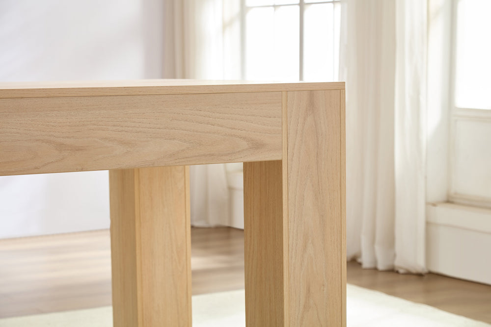 English Elm Farmhouse Rectangular Dining Table for 4-6, Wood MDF Top, Sturdy Legs, Modern Rustic Design, Easy Assembly W2393P301819