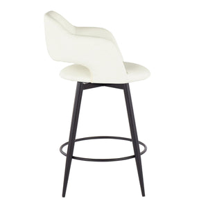 English Elm Margarite 26" Contemporary Counter Stool Set of 2 with Swivel, Faux Leather Upholstery, Footrest Cream B202S00350