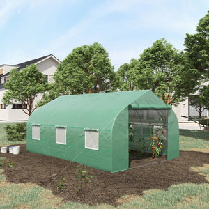 English Elm Outsunny Walk-in Tunnel Greenhouse Steel Frame Pe Cover Mesh Vents Garden Grow Shelter W2225P200412