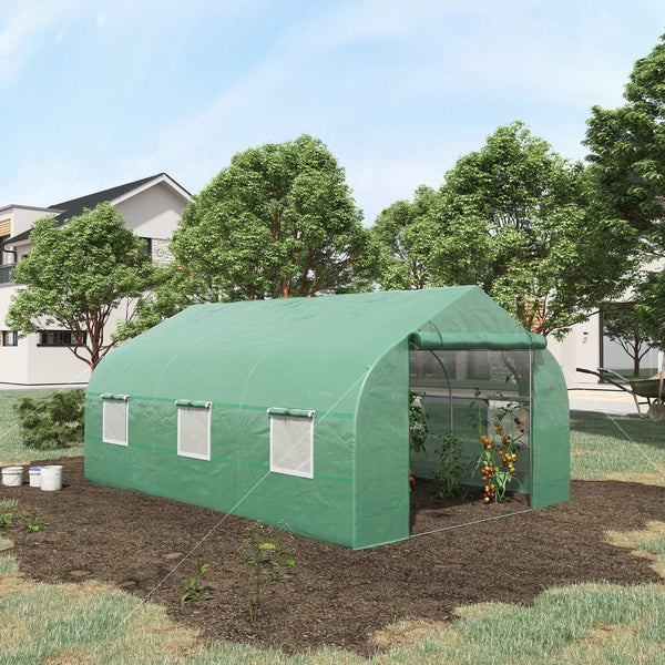 English Elm Outsunny Walk-in Tunnel Greenhouse Steel Frame Pe Cover Mesh Vents Garden Grow Shelter W2225P200412