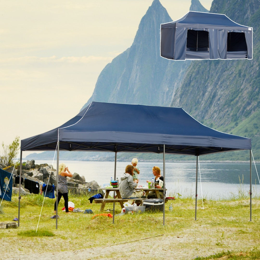 English Elm Outsunny 10' X 20' Instant Pop Up Canopy Tent With Sidewalls For Outdoor Parties, Uv Resistant & Portable W2225P217653-GIGA