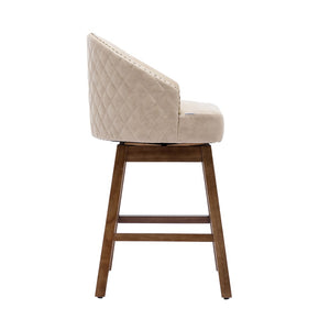 English Elm United We Win Quilted Microsuede Swivel Barstool with Wood Legs and Gold Rivet Trim Apricot W1568P361708