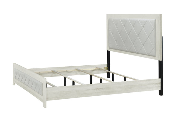 English Elm Jehoram Queen Bed Linen Upholstered Frame with Lozenge Headboard for Modern Bedroom B2726S00531