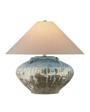 Currey & Company Catania Antique Blue Drip Table Lamp – Handcrafted Terracotta With Unique Glaze, 2ft Bold Statement Piece Blue Terracotta 6000-1044-currey-company