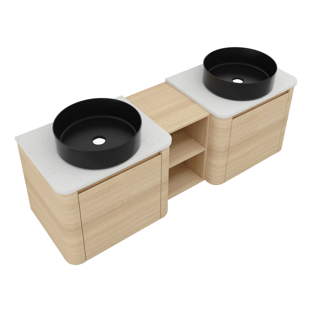 English Elm 60'' Wall-Mounted Bathroom Vanity With Ceramic Art Sink & Soft-Close Door For Modern Elegance W999S00472