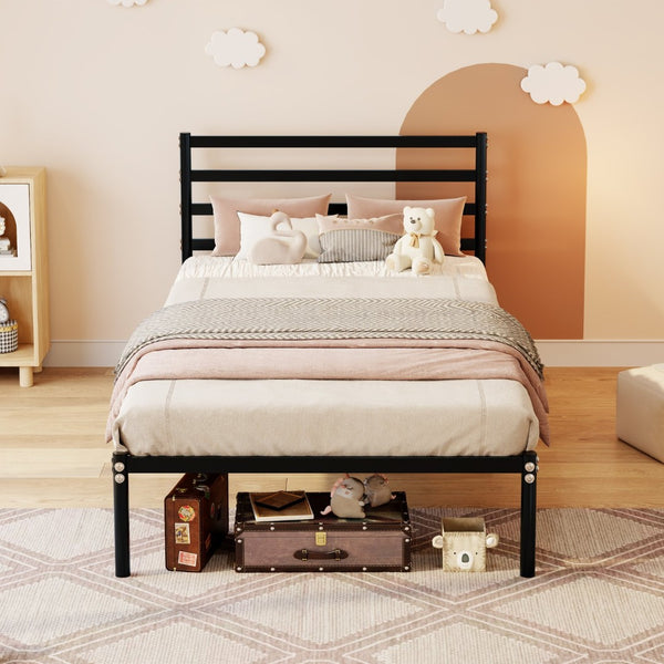 English Elm Bunk Bed Twin Over Heavy Duty Iron Frame with Guardrail for Teens and Adults W3752P464700