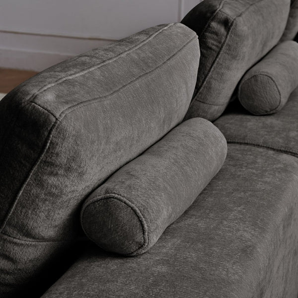 English Elm Luxury Piano Key Chenille Velvet Sofa Solid Wood Frame Three Seat Modern Living Room Grey W1765S00134