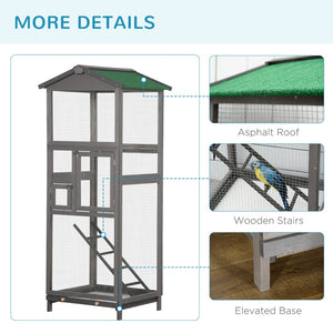 English Elm Pawhut Outdoor Fir Wood Aviary Tall Bird Habitat with Uv Protection and Pull Tray W2225P173757