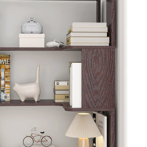 English Elm 90cm L-shaped Corner Bookcase Five Tier Mdf Open Shelving Unit for Any Room W2899P444160