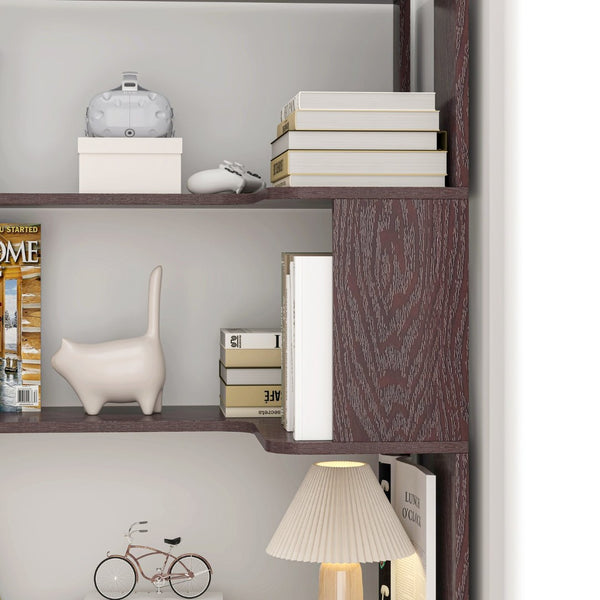English Elm 90cm L-shaped Corner Bookcase Five Tier Mdf Open Shelving Unit for Any Room W2899P444160
