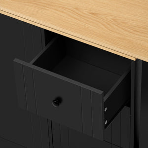 English Elm U_style Extendable Wooden Sideboard with 3 Drawers and 2 Doors for Entryway Living Room N711P334768O