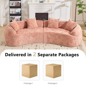 English Elm Pink Curved Compressed Sofa — Nordic Soft Foam & Spring Seating, Easy Setup, Stylish Centerpiece W3612S00010