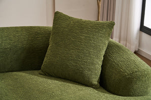 English Elm Curved Boneless Sofa modular 110" sectional with high-density foam & spring core, kid‑friendly curves, no assembly required for easy moving and cozy lounging Green W2231S00006