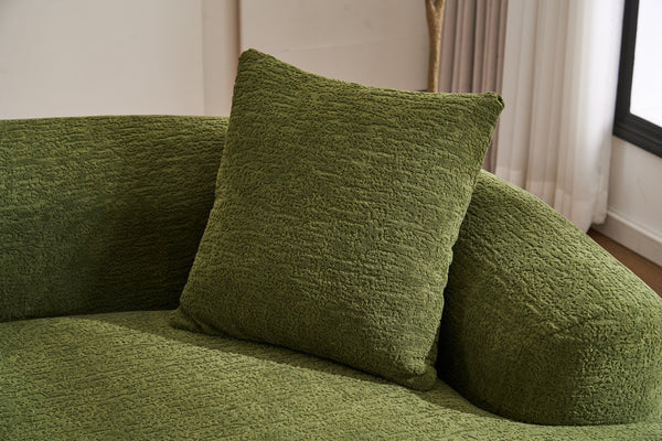 English Elm Curved Boneless Sofa modular 110" sectional with high-density foam & spring core, kid‑friendly curves, no assembly required for easy moving and cozy lounging Green W2231S00006