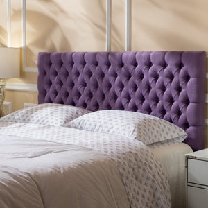 English Elm Christopher Knight Home® - Tufted Upholstered Queen Size Headboard with Button Detail, Adjustable Height, Velvet Finish, Modern Appeal Light Purple 55444.00LPUR