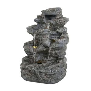 English Elm Christopher Knight Home® - 5-Tiered Concrete Fountain Slim Column with LED Lighting, Weather-Resistant Modern Garden Accent, Space-Saving 디자인 N765P324556G
