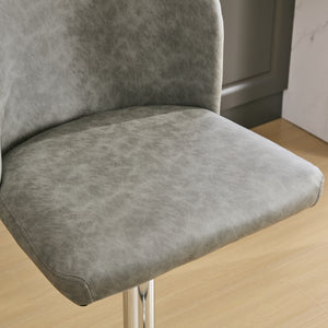 English Elm A&A Modern Swivel Barstools Set Of 2, Adjustable Height With Chrome Base, Ergonomic Gray Pu Leather W1143P193493