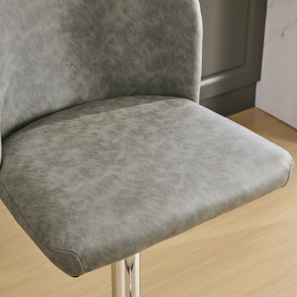 English Elm A&A Modern Swivel Barstools Set Of 2, Adjustable Height With Chrome Base, Ergonomic Gray Pu Leather W1143P193493