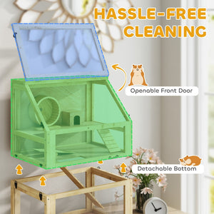 English Elm 3 Tier Solid Fir Wood Hamster Cage with Acrylic Panels and Deep Burrowing Chamber T3971P407314