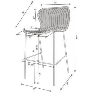 English Elm Mckinley Brown Faux Rattan Bar Stools Set of 2 – Metal Frame, Armless Design, Durable Textured Warm Finish Comfort B062P344943
