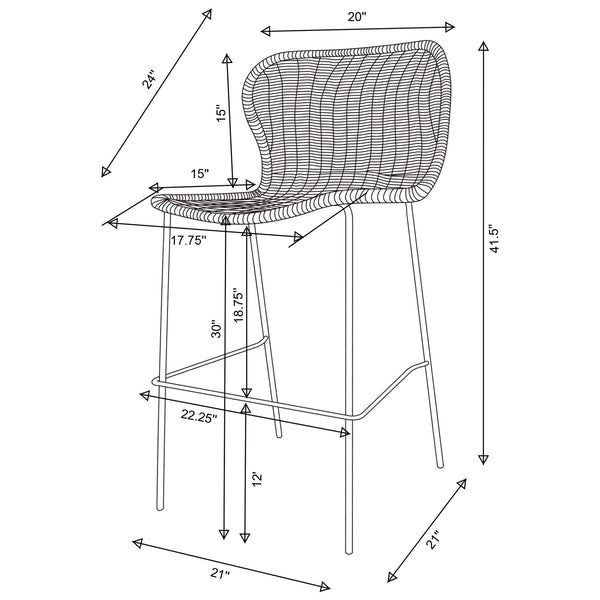 English Elm Mckinley Brown Faux Rattan Bar Stools Set of 2 – Metal Frame, Armless Design, Durable Textured Warm Finish Comfort B062P344943
